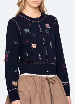 SEA NEW YORK CLAIRA EMB KNIT CARDIGAN 