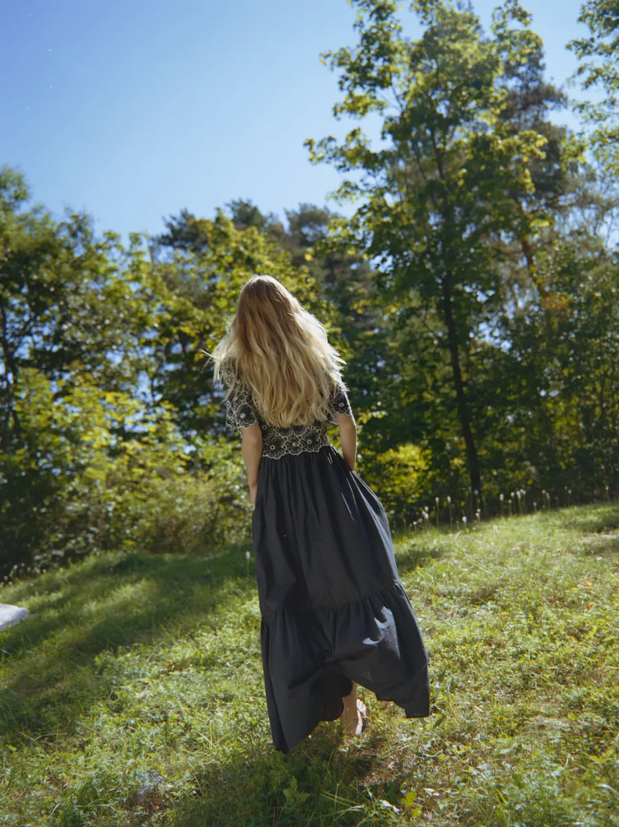 BY TIMO Broderie Anglaise Maxi Dress Marine