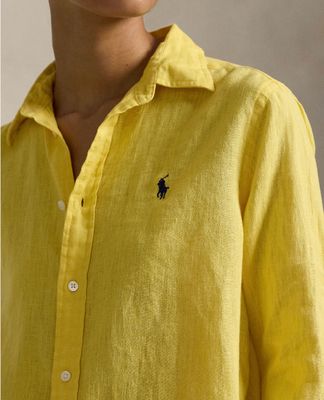 RALPH LAUREN CLASSIC-LONG SLEEVE-BUTTON FRONT YELLOW 