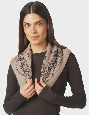 NEO NOIR Adelina Paisley Knit Scarf Beige Melange 