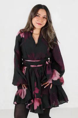 HÉLÈNE STUDIOS Belle Dress Black/Plum/Pink 