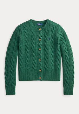 POLO RALPH LAUREN CABLE-KNIT WOOL-CASHMERE CARDIGAN - CARDIGAN - CLOVER GREEN HEATHER