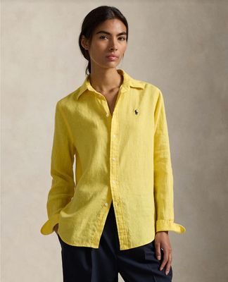 RALPH LAUREN CLASSIC-LONG SLEEVE-BUTTON FRONT YELLOW 