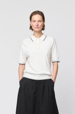 FWSS Knit Polo Tee Cream Pinstripe